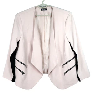 NINE WEST Womens Polyester Outerwear Jacket Open Front Peach Pink Black Size 24W - Picture 1 of 15