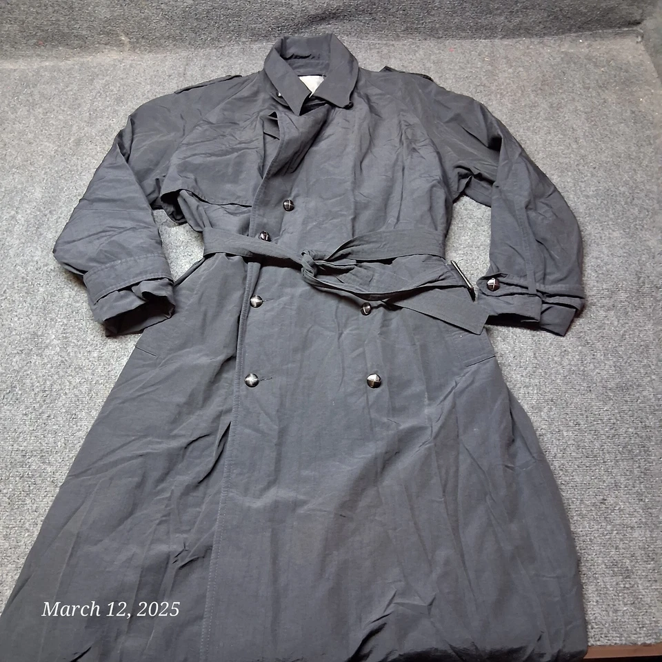 Gabardina de Colección Carol Cohen Drizzle Negra Talla 42 Cinturón Cortavientos Lluvia Foto 1 de 4