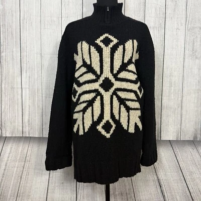 Suéter Pullover De Colección Anne Taylor Para Mujer Grande Negro y Crema Mezcla Lana Foto 1 de 4