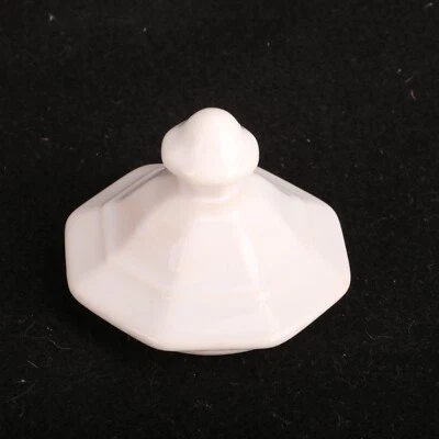 Sugar Lid White Stoneware Geometric Pattern - Image 1 of 4