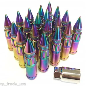 NRG STEEL EXTENDED LUG NUT 12X1.25MM NEO CHROME / UNIVESAL SPIKED FOR NISSAN - Picture 1 of 4