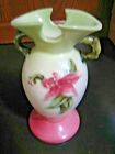 Hull Usa 6 1/2 Inch Woodland Pattern Vase W4 Pink & Chatreuse Color - Good Used