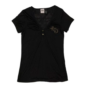 Blusa Harley Davidson de Colección Negra Para Mujer L Hecha en EE. UU. Motociclista Motocicleta - Imagen 1 de 10
