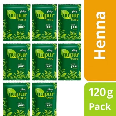 🔥Godrej Nupur 100% Pure Henna Powder Natural Hair Color Pack Of 8 x 120 gm🔥 - Image 1 of 4