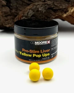 CCMoore Pro-Stim Liver 14mm Yellow Pop Ups Boilies Karpfenfutter Fluoro 45 Stück