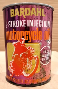 ACEITE DE MOTOCICLETA BARDAHL raro lata de un cuarto -- COMPLETO -- 1 qt. -- Inyección de 2 tiempos - Imagen 1 de 11