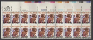 #1801 - 15¢ emisión Will Rgers - bloque de placa MNH 20 - valor nominal $3,00 - Imagen 1 de 2