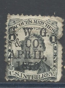 Sello privado Die Match RO123 Lacour's Match Co. sobreimpreso 1 centavo - Imagen 1 de 1