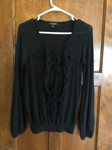 Ann Taylor  M Women's !00% Cashmere Black Sweater Long sleeves - Picture 1 of 6