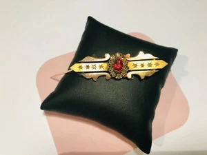 1 antike Vintage Brosche Granat und Rosen di Diamant ct 0,65 Gold 14 kt gold Brooch - Bild 1 von 4