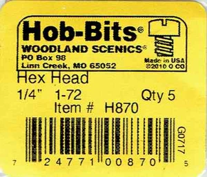 Hob-Bits H870 Brass 1-72 1/4" Long Hex Head Screws (5) pcs - Picture 1 of 1