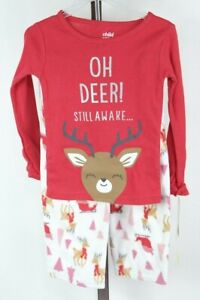 Carter's Child of Mine Toddler Girls 2 Piece Red Deer Pajama Set Size 3T NEW