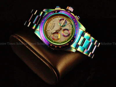 Unique! Invicta 40mm Crazy IRIDESCENT Speedway Chrono MOP Dial SS Watch - image 1 of 4