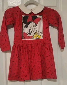 Vintage Disney Store Minnie Mouse Red Dress School Theme Sz 6 - Picture 1 of 8