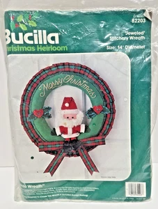 BUCILLA 82203 Santa Wreath Jeweled Stitchery Wreath Kit - 14" Diameter NOS - Picture 1 of 2