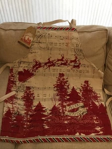 Neu mit Etikett Michel Design Works #apr221 Adj. Kochschürze aus Baumwolle, Weihnachtsschlittenfahrt - Bild 1 von 10