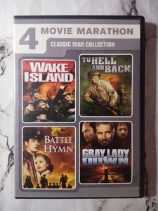 4 War Movie DVD Set Wake Island, To Hell And Back, Battle Hymn, Gray Down Lady  - Bild 1 von 4