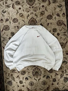 Vintage 90s Nike Jumper Made In USA White Red Tick Size Men’s XL Satisfactory - Picture 1 of 8