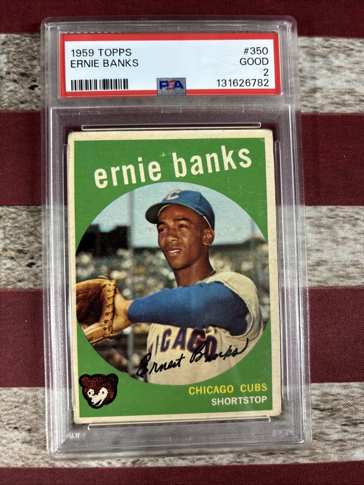 1959 Topps - Ernie Banks #350 Psa 2 Chicago cubs Hof  - Image 1 of 2