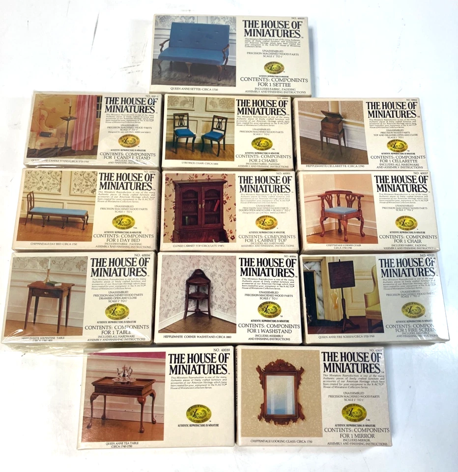 Lot of 12 House of Minitures Dollhouse Furinture Kits X-ACTO New and Used - Image 1 of 4