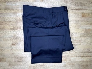 Pantalones con puños plisados azul marino Doxxford Clothes Doeskin para hombre 38x30 - Imagen 1 de 7