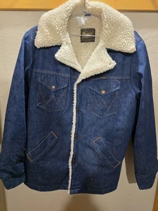 Abrigo de Colección Wrangler Wrange Western Denim Forrado Sherpa Grande Hecho en EE. UU. - Imagen 1 de 8