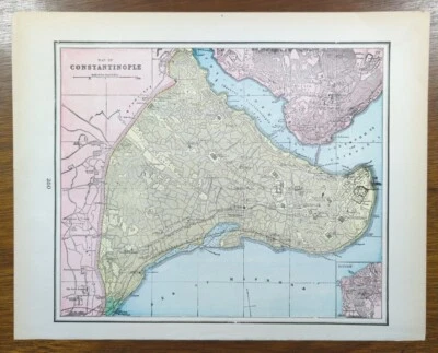复古 1899 年 CONSTANTINOPLE 地图 14 英寸 x 11 英寸老式原版伊斯坦布尔 — 第 1/4 张图片