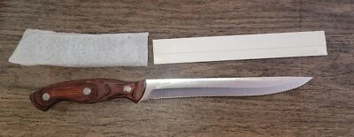 AMERICRAFT BY BUCK KNIVES USA Vintage Americraft by Buck Knives Chef's Carving Serrated Knife, Wood Handle