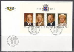 Islanda Scott 788 FDC - Repubblica d'Islanda, 50° Anniv. - Foto 1 di 1