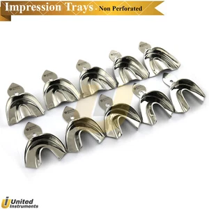10 Pcs Non-Perforated Metal Dental Impression Trays Set Edentulous Instruments - Picture 1 of 6