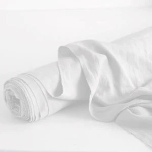 White Pure Linen soft washed by the yard for sewing, 100% linen fabric prewashed - Picture 1 of 6