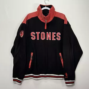 Vintage Rolling Stones Fleece 1/4 Zip Pullover Sweater Adult XL Band Tour Merch - Picture 1 of 10