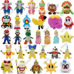 Super Mario Bros Mario Luigi Plush Toys Yoshi Bowser Poplin Stuffed Doll Plushie - Picture 1 of 240