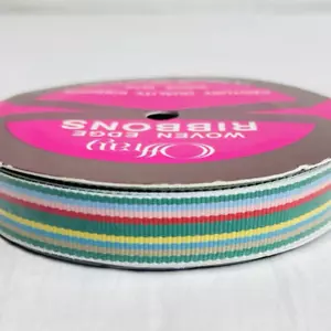 HTF Vintage OFFRAY Preppy STREIFEN Neuheit BAND grün ROSA blau ~ 10 Yards Neu aus altem Lagerbestand - Bild 1 von 6
