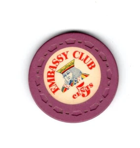 $.5 CENTS THE EMBASSY CLUB CASINO POKER CHIP--- RARE - Picture 1 of 2