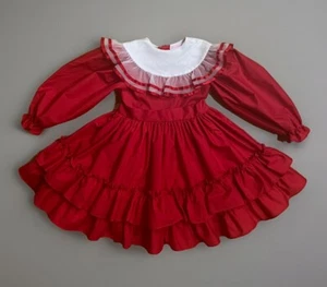 Vintage MARTHA’S MINIATURES We're Fussy Full Circle Dress 6 Red Party Ruffles - Picture 1 of 7