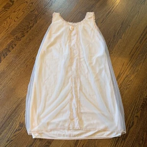 LACY PINK VTG 1960s Sheer Peignoir MINI BabyDoll NEGLIGEE NIGHTIE S Rockabilly - Picture 1 of 8