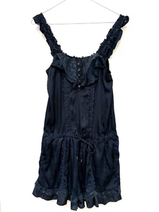 Axes Femme Medium Strampler ärmellos Spitzenbesatz marine Satin Gothic Lolita Tokyo - Bild 1 von 14