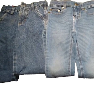 2 Jeans Pants Size 5 Slim Children Kids Denim Wrangler & WonderWorld unisex boys - Picture 1 of 4