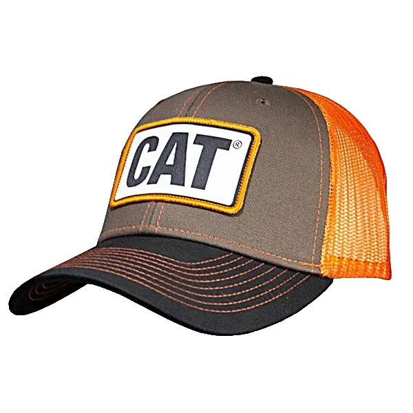 Caterpillar CAT Equipment Bold Patch with Orange Mesh Snapback Brown Cap/Hat - Image 1 of 1