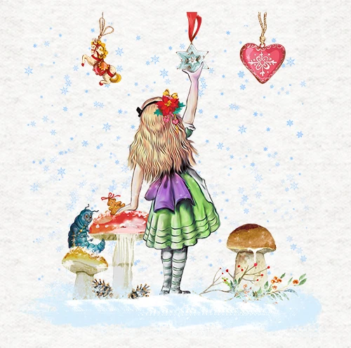 MOONLAKE DESIGNS Alice Winter Wonderland Stoff Handarbeit Paneele in 100% Baumwolle oder Polyester