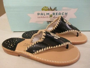 Sandalia de cuero Palm Beach Luxe artesanal para mujer talla 5 chanclas NUEVA EWH bordada - Imagen 1 de 5