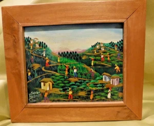 Serge Auguste Painting Haiti FIELD WORK outsider Primitive raw brut art oil - Picture 1 of 4