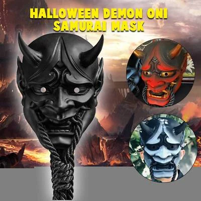 Halloween Japanese Prajna Devil Hannya Noh Kabuki Demon Oni Samurai Full MasklD - Image 1 of 4