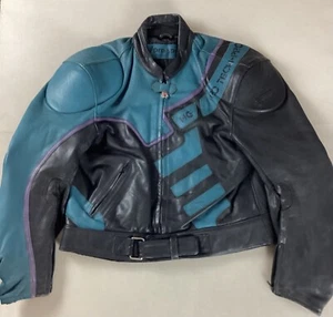 Vintage Hein Gericke Leather Motorcycle Jacket Armoured EU Size 58 46” - Picture 1 of 20