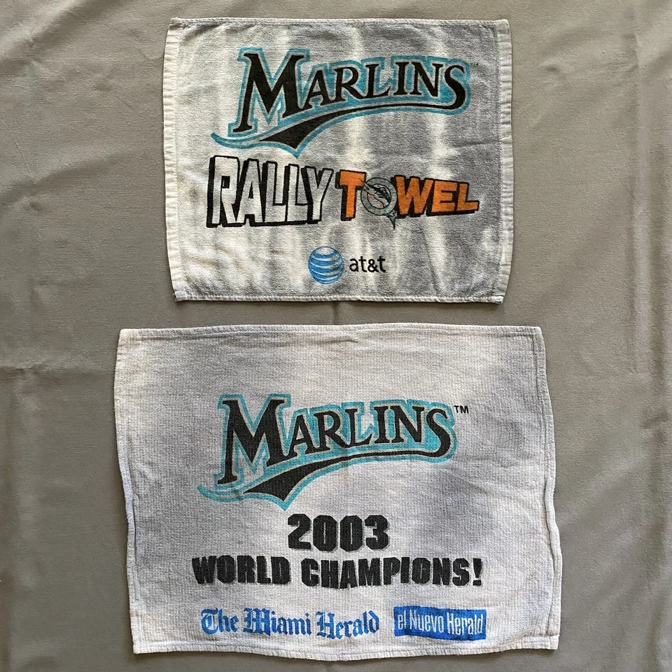 Lote De 2 Toallas De Rally De Colección Años 2000 Florida Marlins MLB Foto 1 de 4