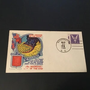 FDC 1945 FLUEGEL CACHET WWll Patriotic MASS CROSSING OF THE RHINE USA 3CT Stamp  - Picture 1 of 2