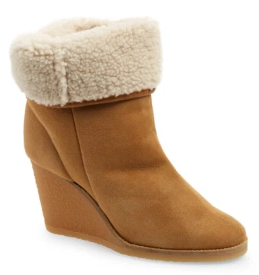 Isabel Marant Totam Women's Suede Shearling Wedge Bootie Natural Size 40 / US 10 - Image 1 of 4