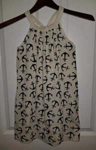 Girls CREWCUTS Printed Anchor Bow Back Sun Dress HTF Size 6 S # A6350 - Picture 1 of 7