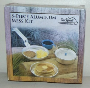 NEW Texsport 5 Piece Aluminum Mess Kit Camping Cookware Outdoor Scout - Picture 1 of 4